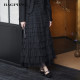 Bagpipe 2025 Spring New French style gold-style dress with mesh skirt with ruffled temperament mid-length fluffy skirt