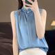 Silk acetate half turtle neck lace silk vest women's base loose inner sleeveless summer earring top
