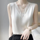 Lace V -neck True Sliging vest Female with a suit in a suit summer fashion, white satin top, large size