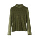 KAKA European customer single half high neck long sleeve floral versatile mesh high elastic slim base shirt skin clothes women's special