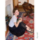 Huaji Q479 black temperament versatile lace skirt 2025 new summer elastic waist cake skirt mid-length
