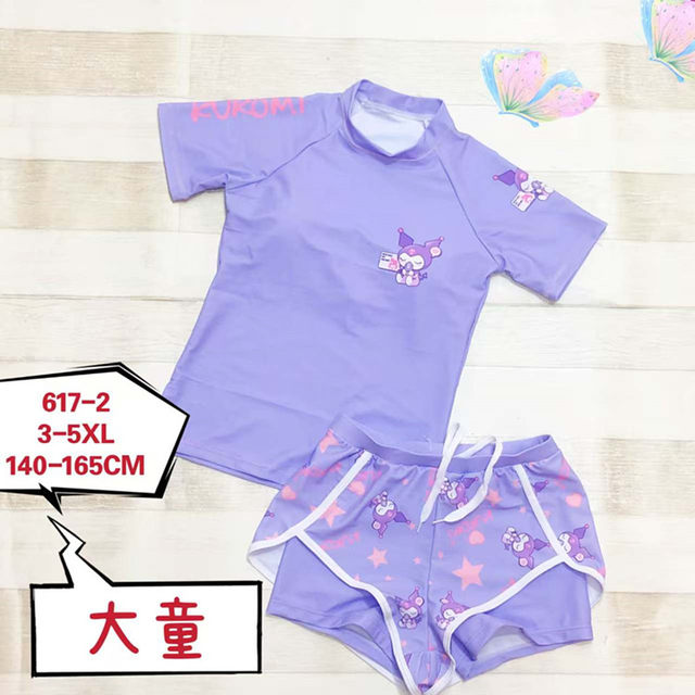 Children's swimsuit one-piece skirt style men's and women's large size short-sleeved hot spring new split boxer briefs hot spring professional student wear