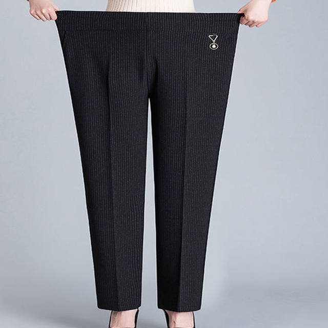 Plus size plus size middle-aged and elderly women's pants plus size mom pants high waist granny pants plus velvet thickened trousers spring and autumn pants