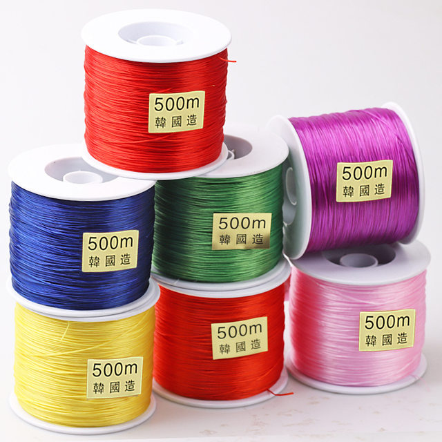 Large roll flat elastic cord diy threaded Buddha beads crystal jade 500 meters elastic cord gold and silver shop beaded rubber band rope