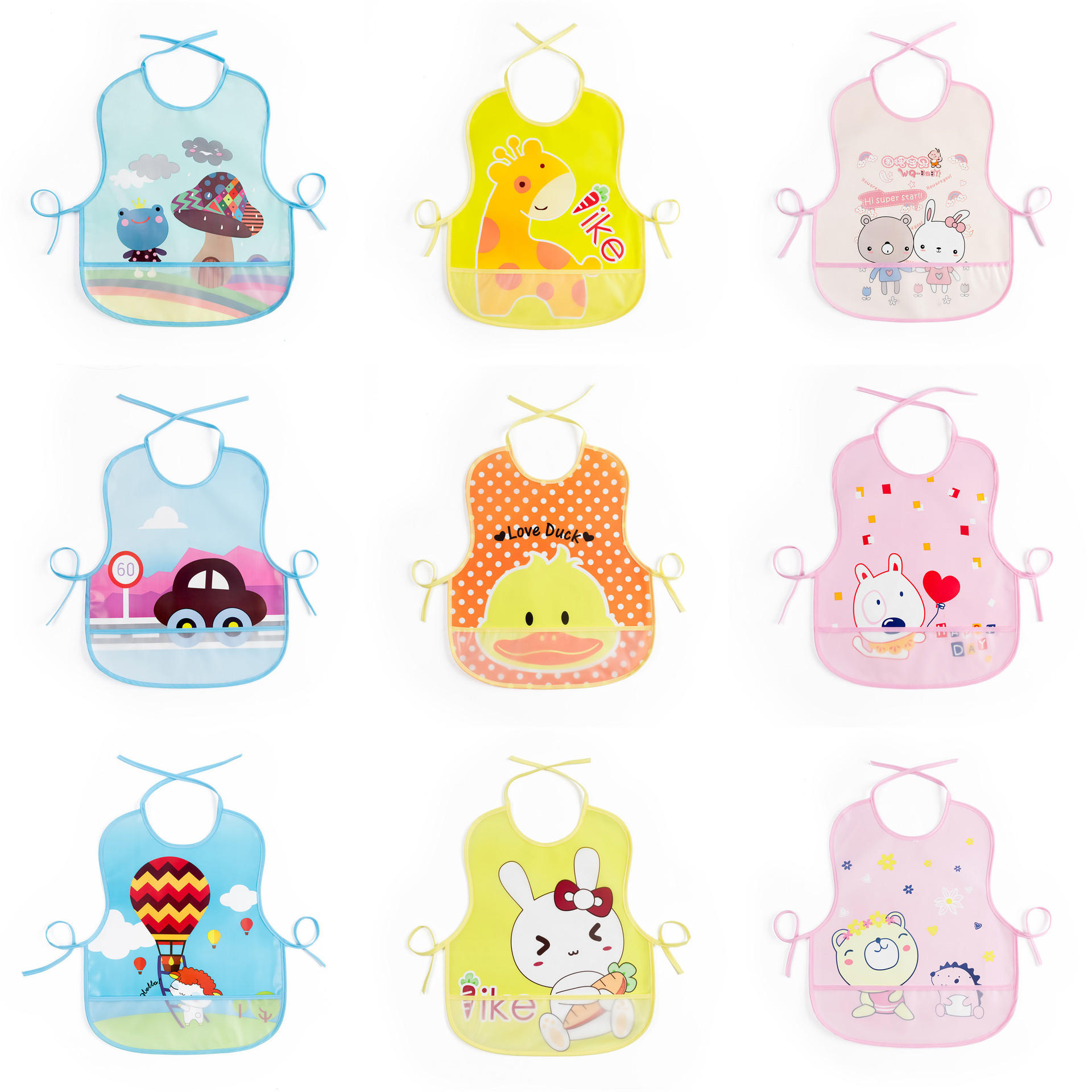 eva婴儿防水围兜宝宝卡通食饭兜 免洗儿童反罩衣口水兜巾吃饭围嘴