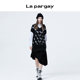 Napajia Asymmetrical mid-length skirt 2025 Spring New Women's Black Versatile Casual Skirt