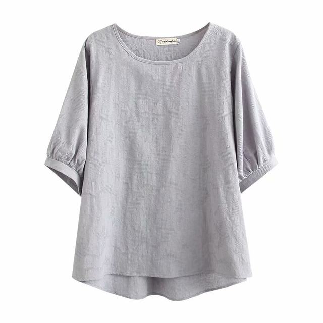 Large size loose Korean version super slim jacquard doll shirt middle-aged mother dressed top fashionable meat covering summer T-shirt t-shirt