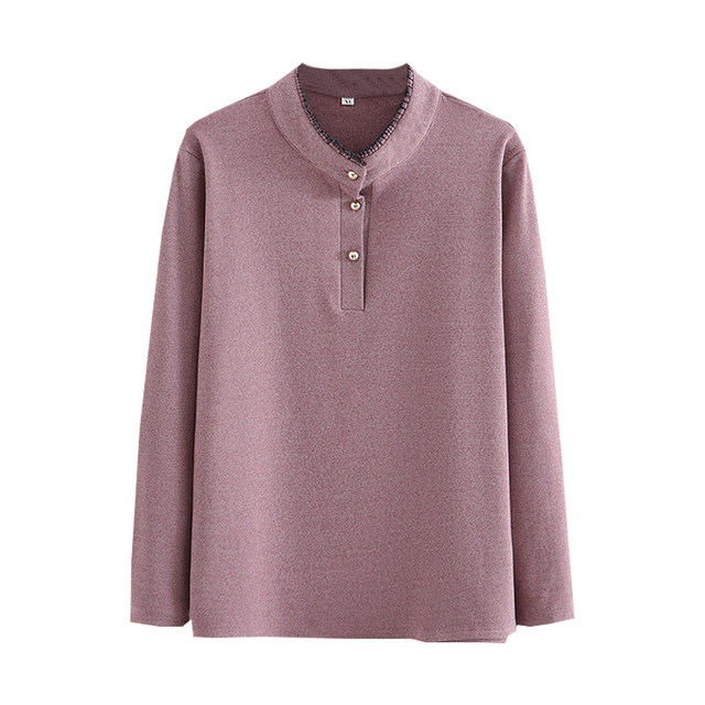 Autumn and winter base shirt large size women's long-sleeved German velvet T-shirt middle-aged and elderly mothers covering their belly versatile T-shirt for women