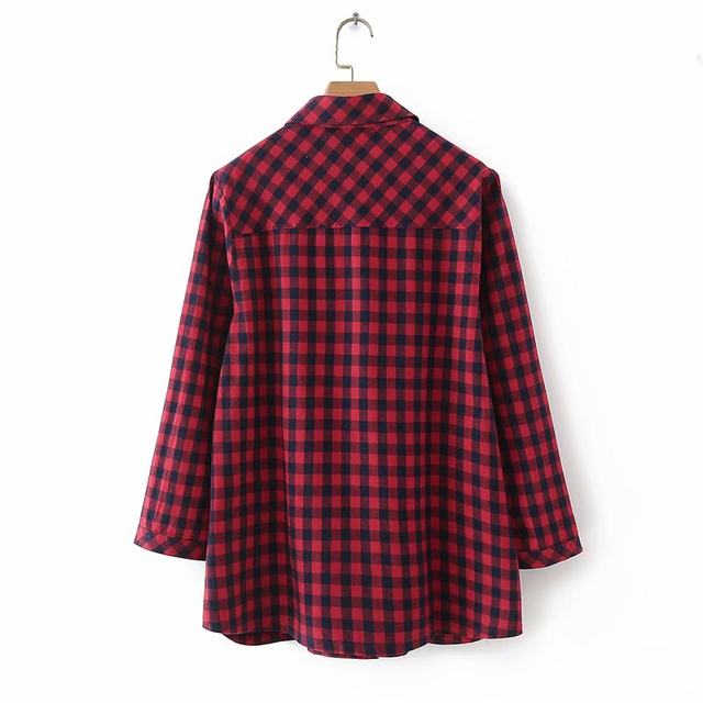 Middle -aged and elderly women's clothing spring and autumn clothing new grid long -sleeved bottoming shirt Middle -aged mothers wear pure cotton cardigan foreign shirts