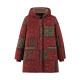 New mid-length printed cotton linen thickened cotton coat for autumn and winter clothes for the elderly, hooded plus velvet warm cotton jacket for the old lady