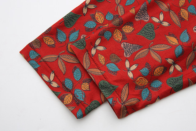 Adding fat and large size printed long-sleeved base shirt spring and autumn clothes new loose meat covering old lady top mother T-shirt