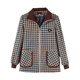 New spring and autumn clothes lapel plaid casual jacket top middle-aged and elderly fashionable mother 50-year-old loose women's jacket
