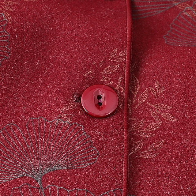 Autumn and winter large-size printed cardigan mid-length fashionable wool coat for the elderly 60-year-old grandma wearing a coat