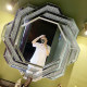 European -style light luxury bathroom mirror wall -mounted bathroom mirror restaurant edge porch art fashion decorative mirror inlaid diamond alien
