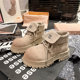 European matte leather Martin boots 2025 new letter lapel motorcycle boots big yellow boots two-wear sponge cake women's shoes