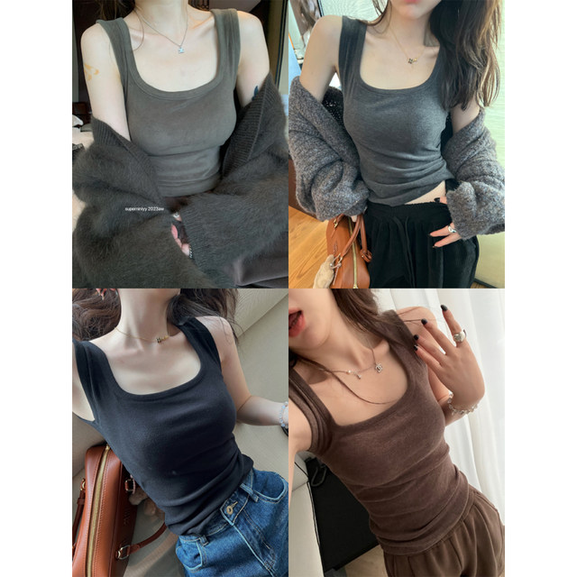 superniniyy thick glutinous skin-nourishing fiber non-sensory and traceless thermal high-pressure all-in-one chest pad camisole