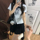 Original Ogasawara shirt Academy style waist-closed short-sleeved jk uniform embroidered shirt top
