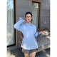 MULVAN white long-sleeved waist-closing shirt for women early spring high-end Korean casual shirt layered temperament top