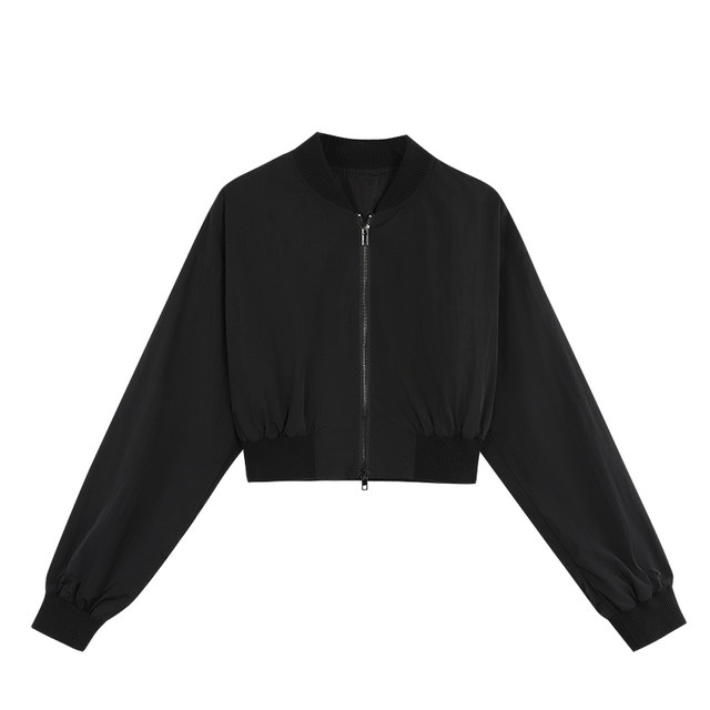 MULVAN black baseball jacket for women short spring new outdoor workwear sun protection jacket retro top