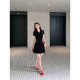 MULVAN Black knitted skirt Women's short skirt High waist slim A-line anti-exposure pants skirt pleated ballet skirt