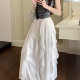 
Large size white ruffled irregular high waist skirt with female fat summer sister gentle drooping slim and versatile long skirt