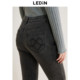 Lecheng wool-edged denim bell-bottom pants winter trousers commuting to make slim and slightly flared pants high waist pants for women

