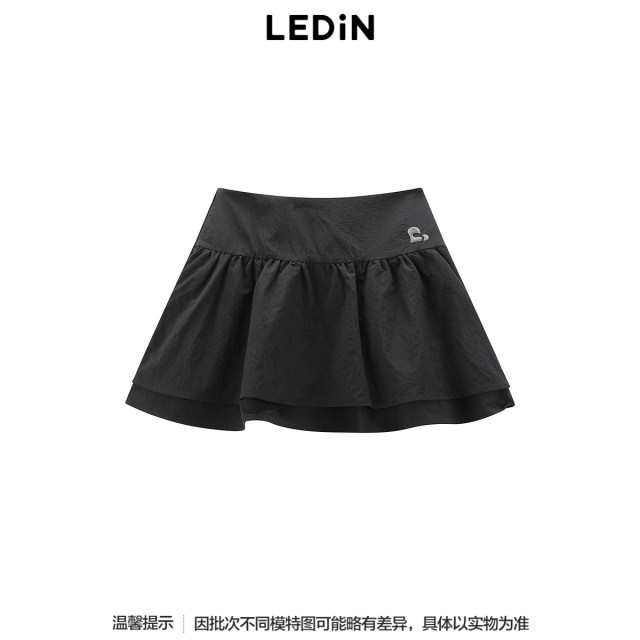 Lecho irregular double-layer short skirt summer new black skirt C2GEF2150

