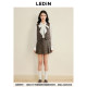 Lecho simple pleated skirt autumn new millennium style brown PU skirt C1GEE3411
