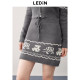Lecho jacquard knitted skirt for autumn new style Academy Grey waist drawstring A-line skirt
