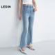 Lecho Elastic waist flared jeans 2025 summer new long-leg slit design to make you look thin and high-waisted trousers
