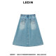 Lecho Elastic Waist Washed Cowboy Long Skirt 25 Spring New Umbrella Skirt C1HFF1215*
