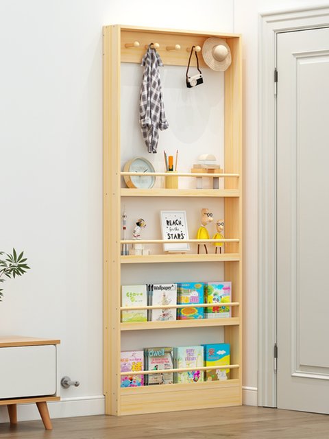 15cm deep children's solid wooden script shelf floor -to -ceiling wall ...