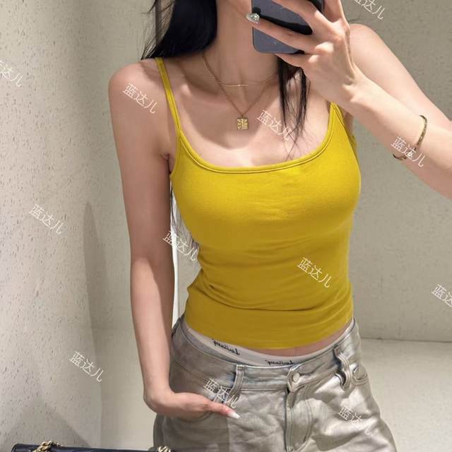 Lan Daer with breast pad new Korean comic pure and sexy hot girl versatile inner wear solid color pure and sexy suspender vest