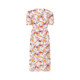 SUNCOO Summer Women's Fresh Printed V-neck Short Sleeve Waist-Close Long Dress Yintai