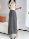 Gray suit skirt long skirt female spring, summer and autumn, high waist, thin waist, sloping black straight skirt size size
