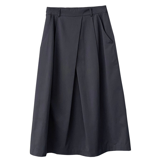 2025 spring boutique casual commuting fashionable large size design sense irregular pleated A-line umbrella skirt skirt for women