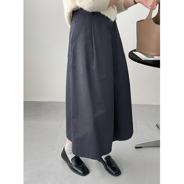 2025 spring boutique casual commuting fashionable large size design sense irregular pleated A-line umbrella skirt skirt for women