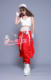 Chinese style dance performance jazz dance KPOP women's group played hip -hop street dance red conjoined work pants
