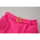 Shenzhen 2023 autumn and winter new women's clothing rose red metal buckle tie A-swing high-waist skirt zipper commuting
