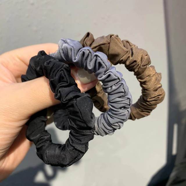 South Korea's Dongdaemun same style colorful large intestine hair ring silk satin ball head rope ins girl wrinkled rubber band hair accessories rope
