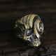 Couple ring single pattern hammered dark texture open skull ring ornament original handmade silver brass