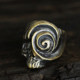Couple ring single pattern hammered dark texture open skull ring ornament original handmade silver brass
