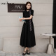 Answer to the mystery black dress 2025 spring new product elegant slim knitted long skirt short sleeves 251MZ0400
