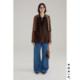 KOKIA spot lightweight and transparent floral yarn classic lamb leg sleeve lotus leaf V-neck loose oversized pullover shirt