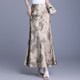 Satin French tie-dye printed fishtail skirt 2025 new high-waisted slim retro long skirt
