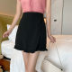Black large size lotus edge A -line short skirt fat MM is thin high waist bag hip skirt summer new versatile skirt female female