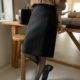 Black temperament commuting versatile one-step skirt woolen skirt mid-length skirt mid-skirt hip small A autumn and winter women