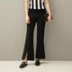 2024 Autumn and Winter Women's Roman Cotton Micro-Flame Trousers with Slit Black Slim Cropped Pants High Waist Pack Big Size Elastic