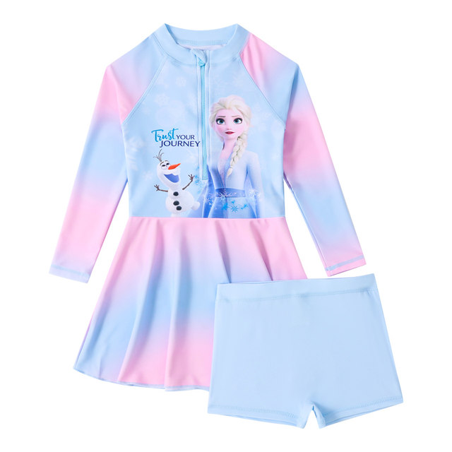 Disney Children's Swimsuit Girls 2025 New Split Small and Medium-sized Children's Girls Baby Princess Skirt Style Aisha Swimsuit