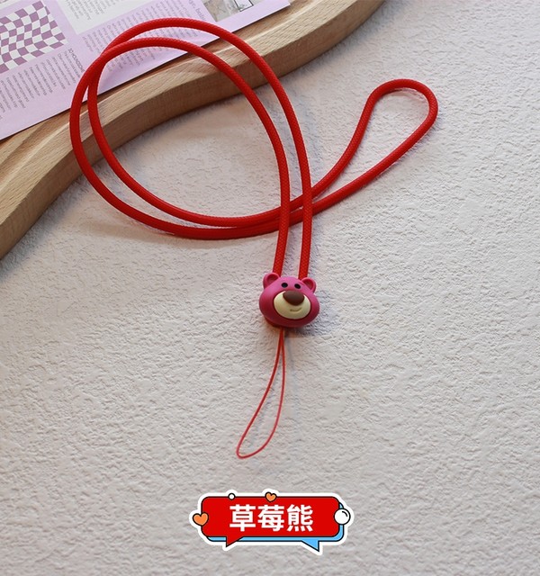 Cute cartoon mobile phone lanyard without strangle neck silicone anti-fall hanger neck long hanging rope female student certificate pendant accessories